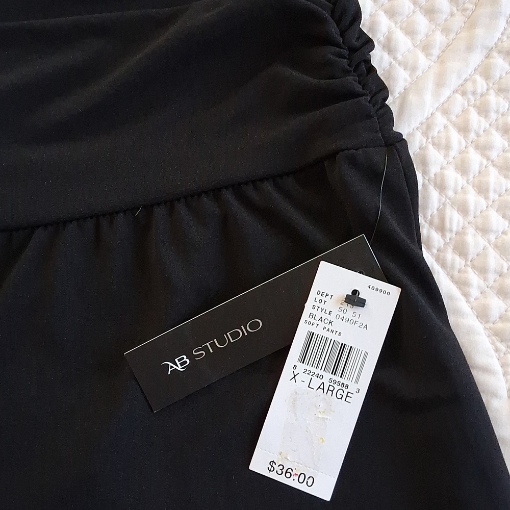 AB Studio Black Pull-On High Rise Wide Leg Pants - NWT